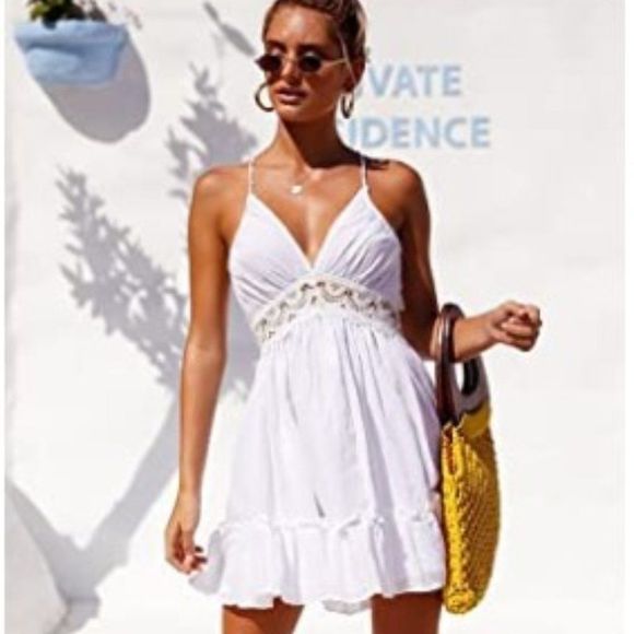 ECOWISH Dresses Ecowish Womensvneck Mini Swing Skater Dress